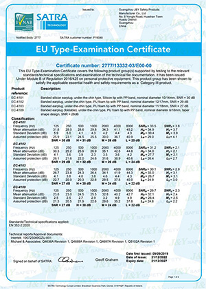 CE-сертификат на оголовные беруши