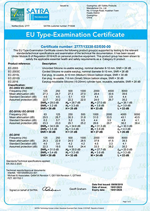 CE-сертификат на силиконовые беруши