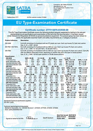 CE-сертификат на противошумные наушники