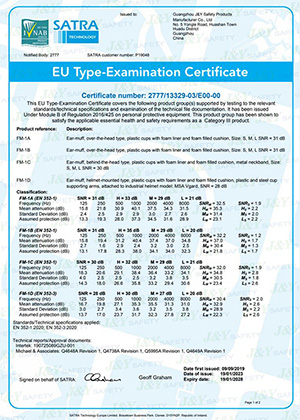 CE-сертификат на противошумные наушники