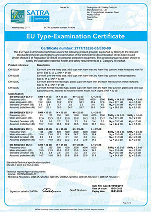 CE-сертификат на противошумные наушники
